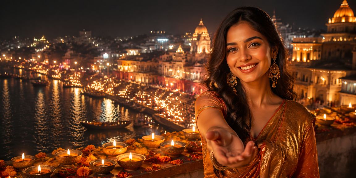 Casino betting scene during Diwali festival on Varanasi Ghat